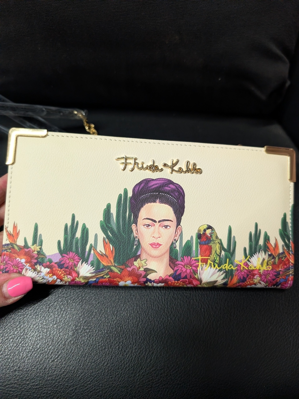 Frida Kahlo Ivory Floral Portrait Clutch